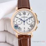 Swiss Cartier Rotonde de Cartier Chronograph Men's Watch Rose Gold Case